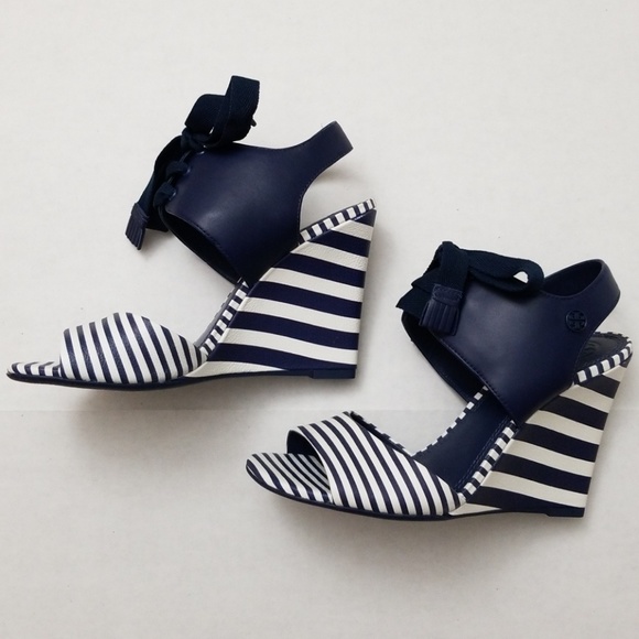 Tory Burch Nautical Strips Wedge Sandal - Picture 3 of 8